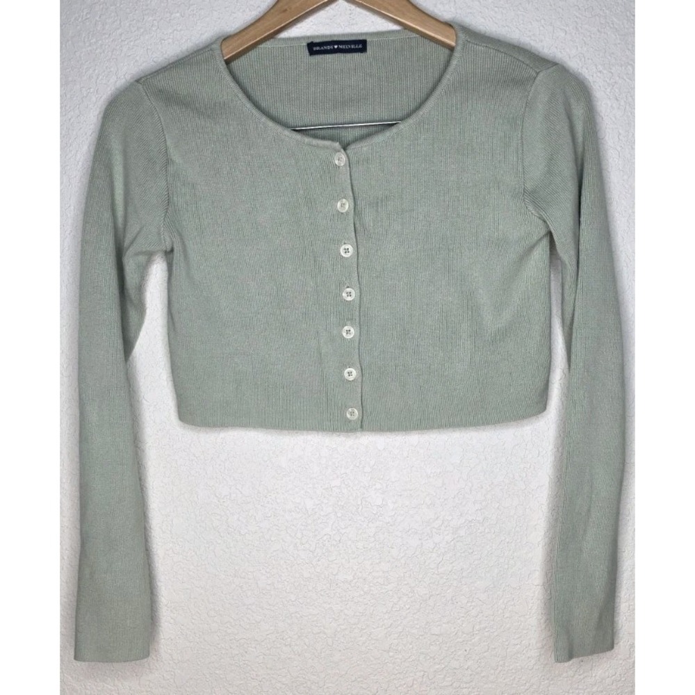 Brandy Melville Sage Cardigan Top Button Coquette Woman OS Casual Office Staple
